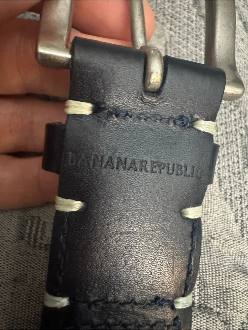 Banana Republic Leather Canvas Belt Navy 34